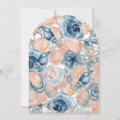 Blue Blush Beach Waterverf Shell Flowers Wedding Kaart (Achterkant)