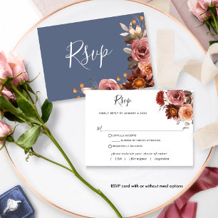 Blue, Blush Burgundy Floral, avec/sans repas RSVP