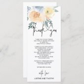Blue Blush Floral Weddenschap Bedankt voor het ins Menu (Voorkant / Achterkant)