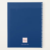 Blue blush roze florals script bruiloft planner (Achterkant)