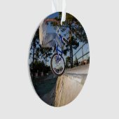 Blue BMX Balancing on Ledge Ornament (voorkant)