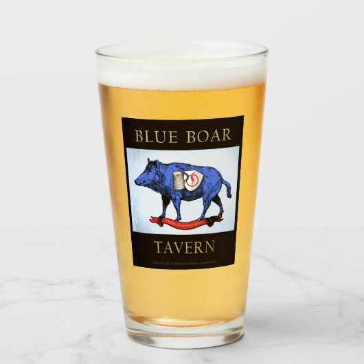 Blue Boar Tavern Pint Glass Glas (Voorkant gevuld)