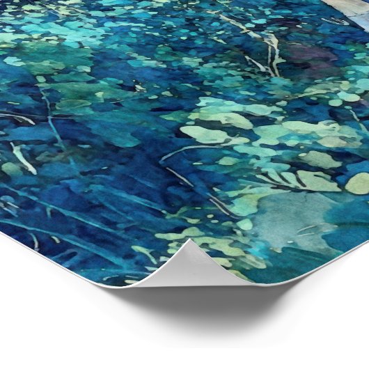 Blue Boardwalk Beach Watercolor Poster (Coin)