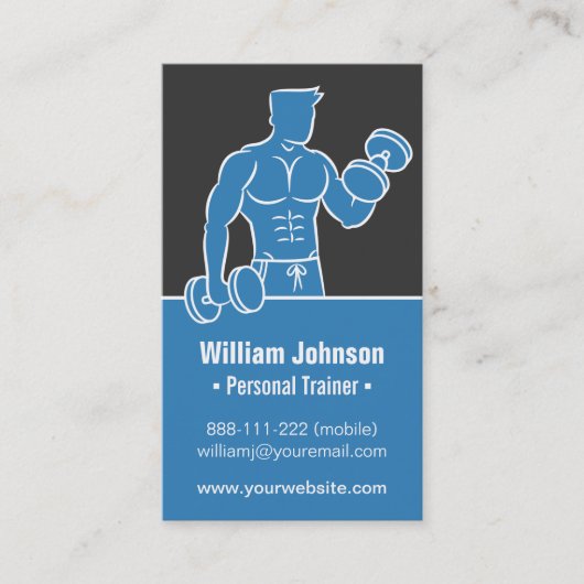 Blue Body building Fitness Trainer Carte de visite (Devant)