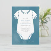 Blue Bodysuit minimalistisch Baby shower Kaart (Staand voorkant)