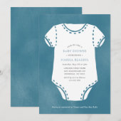 Blue Bodysuit minimalistisch Baby shower Kaart (Voorkant / Achterkant)
