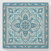 Blue Bohemian Mandala Bandana Stenen Onderzetter (Voorkant)