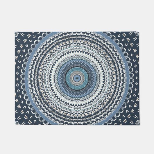 Blue Bohemian Mandala Deurmat (Voorkant)