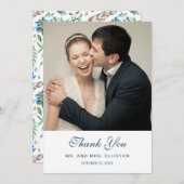 Blue Boho Aztec Waterverf | Dank u Bedankkaart (Voorkant / Achterkant)