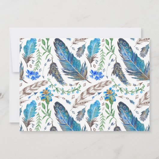 Blue Boho Aztec Waterverf - Sla de datum op Save The Date (Achterkant)