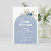 Blue Boho Baby Shower Invitation (Debout devant)