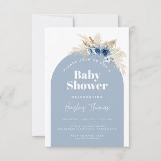 Blue Boho Baby Shower Invitation Kaart