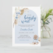 Blue Boho Barly Wait Baby shower Kaart (Staand voorkant)