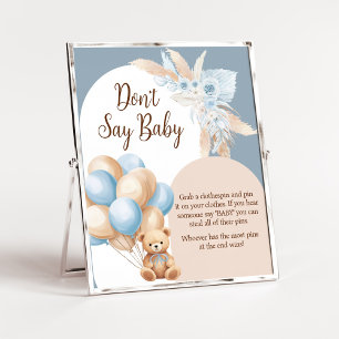 Blue Boho Beer Balloon Baby shower zeg niet Baby Poster