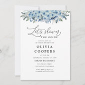 Blue Boho Bloemen Bruids Douche Uitnodiging (Voorkant)
