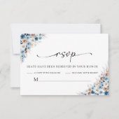 Blue Boho Bloemen Huwelijk RSVP Kaart (Voorkant)
