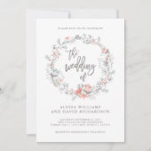 Blue Boho Botanical Wedding Invitation Kaart (Voorkant)