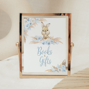 Blue Boho Bunny Baby shower Boeken en geschenken Poster