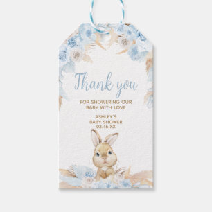 Blue Boho Bunny Baby shower Favor Tags Cadeaulabel