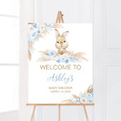 Blue Boho Bunny Baby shower Welkom Poster