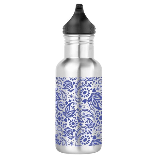 Blue Boho Chic Paisley Pattern Waterfles (Rechts)
