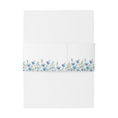 Blue Boho Chic Wildflowers Witte bruiloft Uitnodigingen Wikkel (Achterkant Voorbeeld)