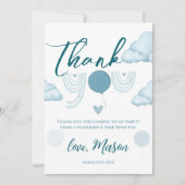 Blue Boho Cloud Mr Onederful First Birthday Bedankkaart (Voorkant)