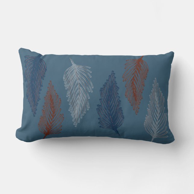Blue Boho Feather Kussen (Voorkant)