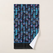 Blue Boho Feathers Pattern Bad Handdoek (Handdoek)