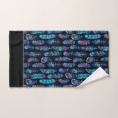 Blue Boho Feathers Pattern Bad Handdoek (Handdoek)