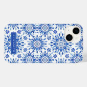 Blue Boho Floral Abstracte Patroonnaam Case-Mate iPhone Case (Achterkant (horizontaal))