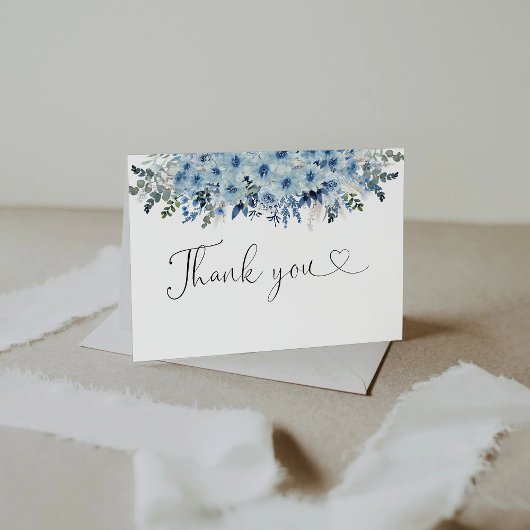 Blue Boho Floral Baby shower Bedankt Card