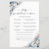 Blue Boho Floral Baby voorspellingen Kaart (Voorkant)