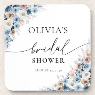 Blue Boho Floral drankenachtbaan Bier Onderzetter