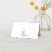 Blue Boho Floral Elephant Baby shower Place Card (Achterkant)