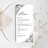 Blue Boho Floral Mariage Cérémonie Menu