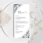 Blue Boho Floral Mariage Cérémonie Menu