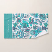 Blue Boho  Floral Monogram Bad Handdoek (Handdoek)