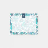 Blue Boho Floral Monogram Post-it® Notes (Voorkant)