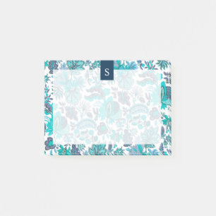 Blue Boho  Floral Monogram Post-it® Notes