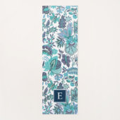 Blue Boho  Floral Monogram Yogamat (Voorkant)