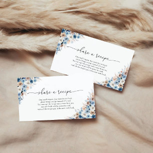 Blue Boho Floral Recept Request Kaart