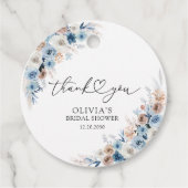 Blue Boho Floral Vrijgezellenfeest Gift Label (Voorkant)