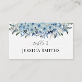Blue Boho Floral Wedding Flat Place Card Plaatskaartje (Voorkant)