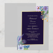 Blue Boho Floral Wedding Rehearsal Uitnodiging (Voorkant / Achterkant)