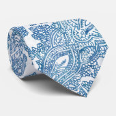 Blue Boho Lace Paisley Pattern Stropdas (Opgerold)