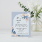 Blue Boho Niets Fancy Gewoon Liefde Aankondiging Briefkaart (Staand voorkant)