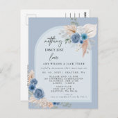 Blue Boho Niets Fancy Gewoon Liefde Aankondiging Briefkaart (Voorkant / Achterkant)