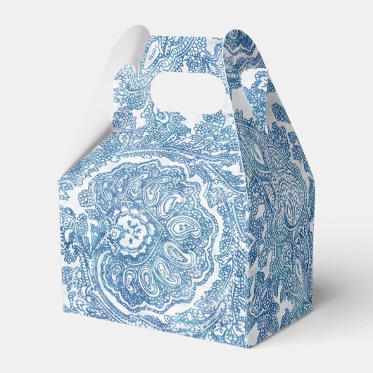 Blue Boho Paisley Pattern Bedankdoosjes (Achterkant)