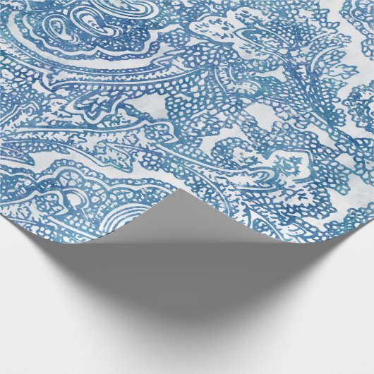 Blue Boho Paisley Pattern Cadeaupapier (Hoek)